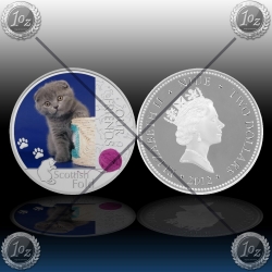 1oz NIUE 2 Dollars "Our Friends Kittens" Scottish Fold 2012